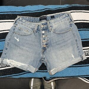 New Lucky Brand Button Fly Distressed Jean Cuff Fold Shorts size 0/25 NWOTS